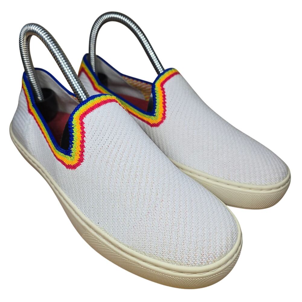 Rothy's The Slip On Sneakers Limited Edition Rainbow Women 6.5 White Flat Shoes